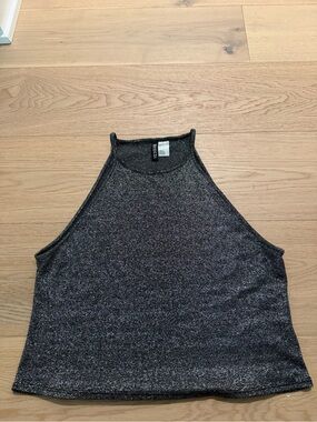 H&M Metallic Black Halter Tank Top